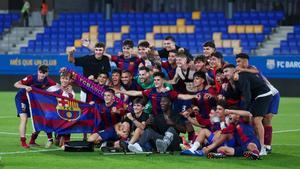 Así celebró el Barça Atlètic el pase a la final por el ascenso a Segunda