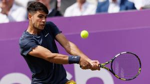 Carlos Alcaraz, durante el duelo ante Jack Draper en Queens